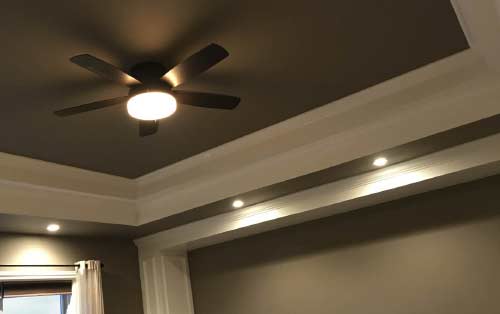 fan and ceiling lights in residential new construction